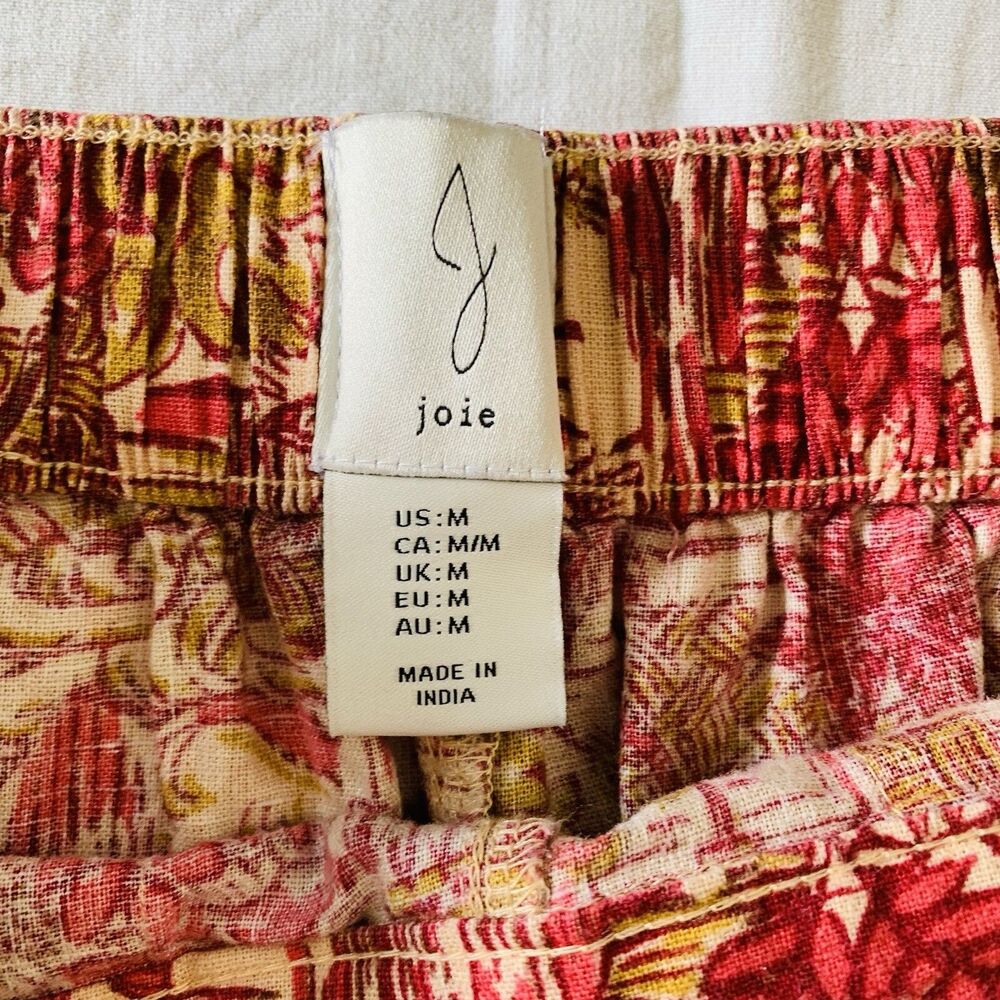 Joie Linen Rayon Pull-on Shorts Medium Pink Tropical Palm Beach Coastal Resort - Picture 2 of 11